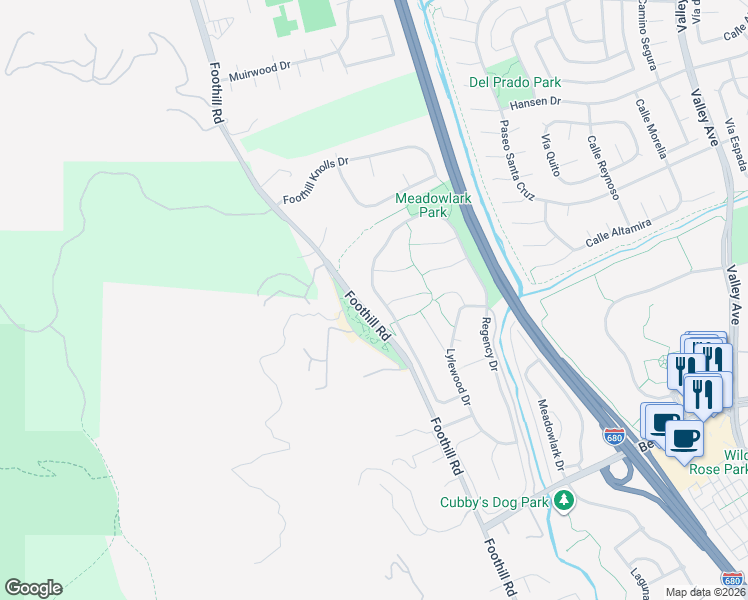 map of restaurants, bars, coffee shops, grocery stores, and more near 8274 Regency Drive in Pleasanton