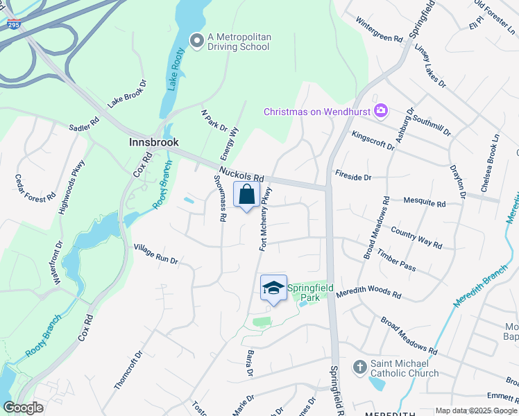 map of restaurants, bars, coffee shops, grocery stores, and more near 4600 Fort Mchenry Parkway in Glen Allen