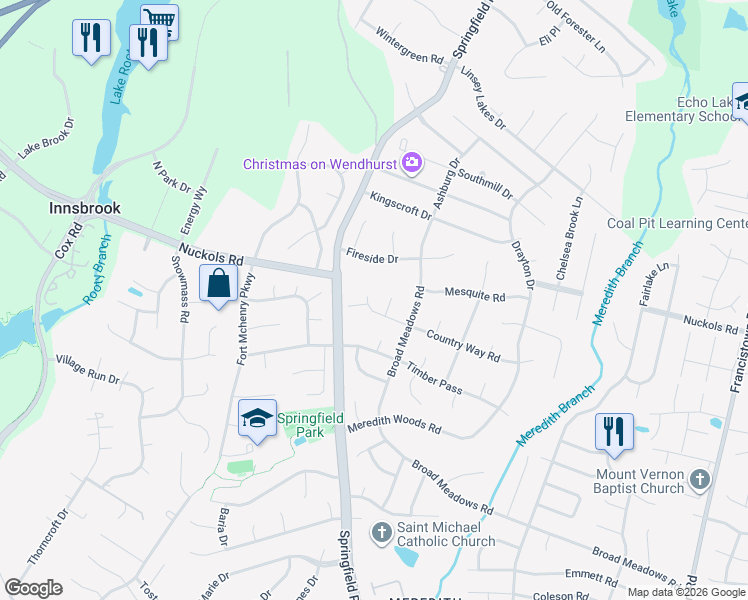 map of restaurants, bars, coffee shops, grocery stores, and more near 9722 Country Way Road in Glen Allen