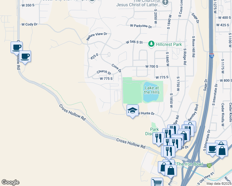 map of restaurants, bars, coffee shops, grocery stores, and more near 2279-2499 Royal Hunte Drive in Cedar City