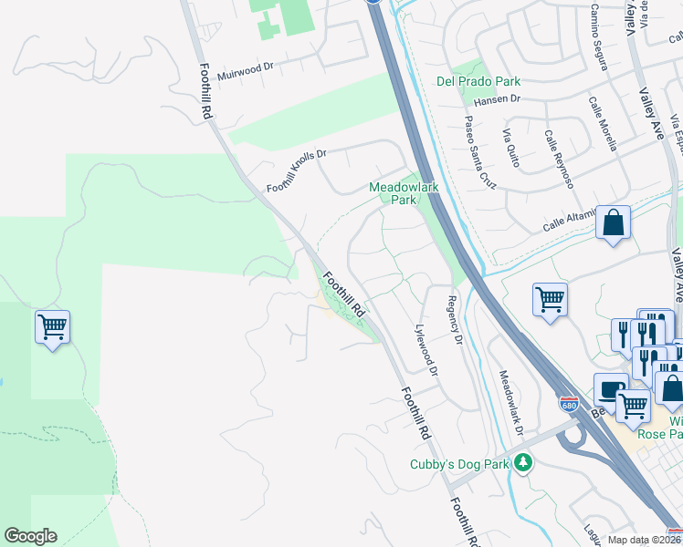 map of restaurants, bars, coffee shops, grocery stores, and more near 8274 Regency Drive in Pleasanton
