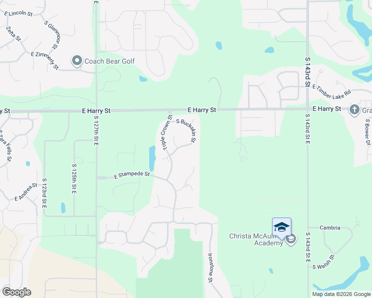 map of restaurants, bars, coffee shops, grocery stores, and more near 13546-13550 South Buckskin Street in Wichita