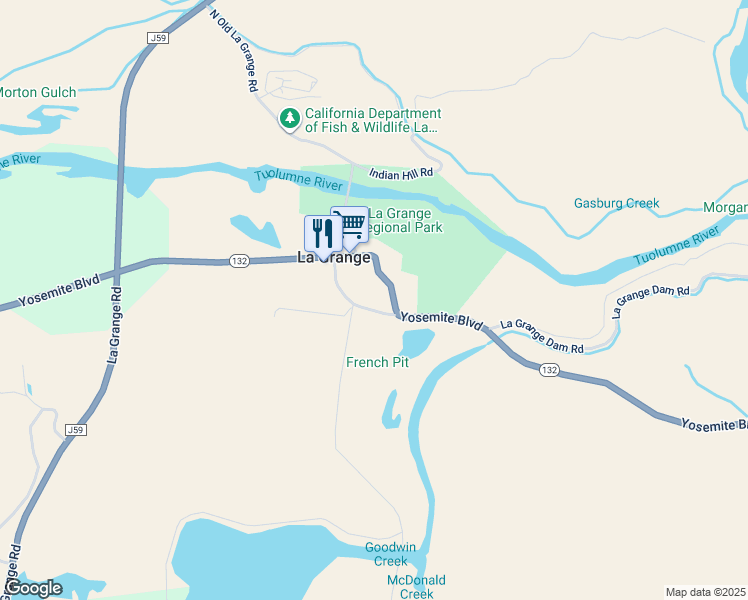 map of restaurants, bars, coffee shops, grocery stores, and more near 30237 Floto Street in La Grange