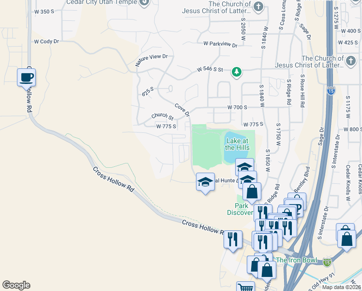 map of restaurants, bars, coffee shops, grocery stores, and more near 908 South Lincoln Avenue in Cedar City