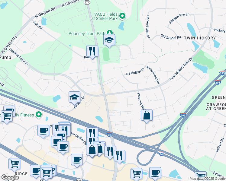 map of restaurants, bars, coffee shops, grocery stores, and more near 12109 Oxford Landing Drive in Glen Allen