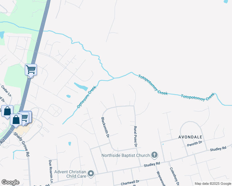 map of restaurants, bars, coffee shops, grocery stores, and more near 9334 Saddle Court in Mechanicsville