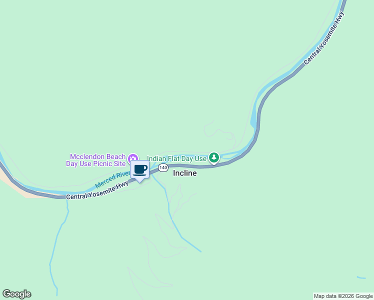 map of restaurants, bars, coffee shops, grocery stores, and more near 10008 Yosemite All Year 140 Highway in El Portal