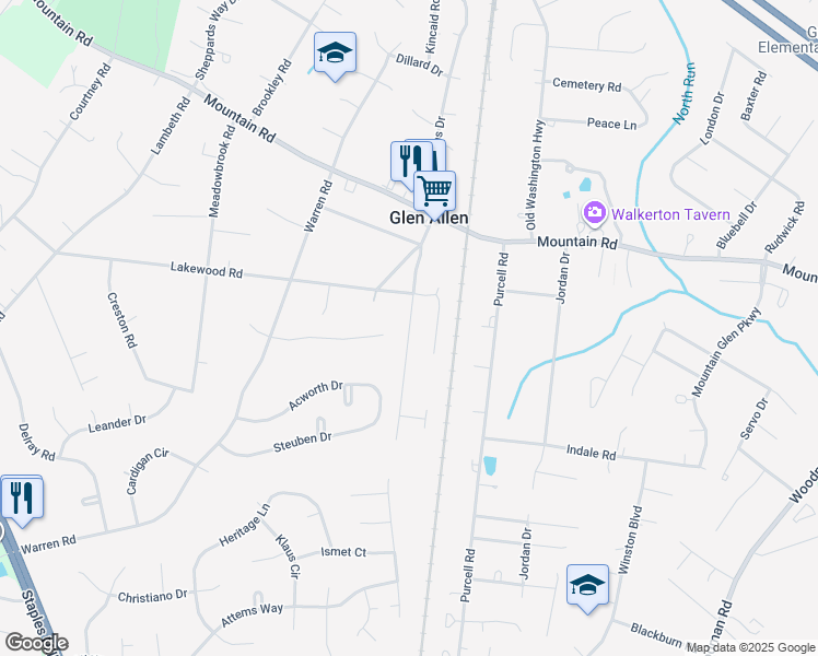 map of restaurants, bars, coffee shops, grocery stores, and more near Hamilton Road in Glen Allen