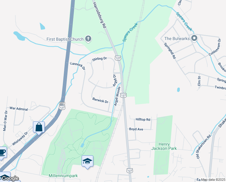 map of restaurants, bars, coffee shops, grocery stores, and more near 109 Aberdeen Drive in Danville