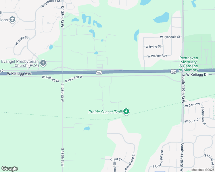 map of restaurants, bars, coffee shops, grocery stores, and more near 12825-13599 West Kellogg Avenue in Wichita