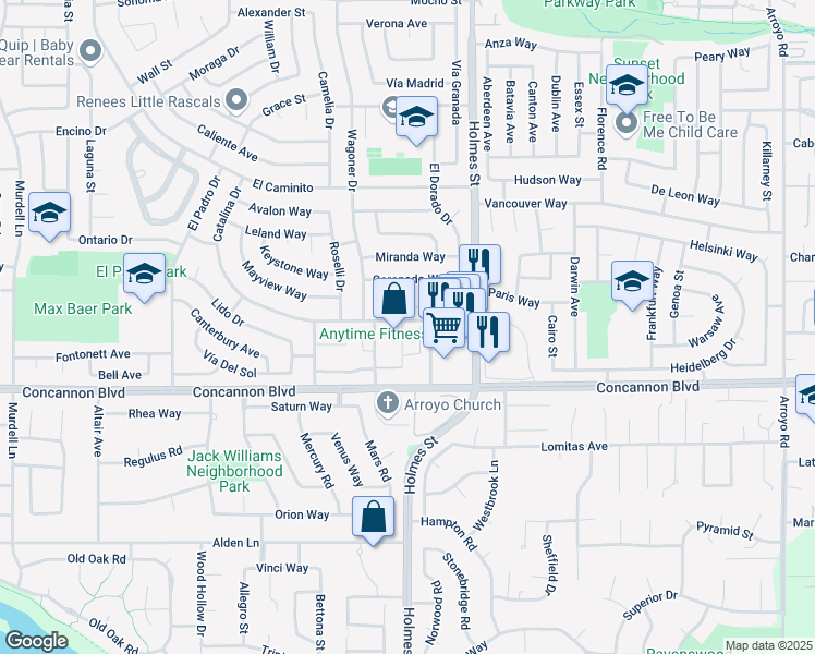 map of restaurants, bars, coffee shops, grocery stores, and more near 1051 Catalina Drive in Livermore