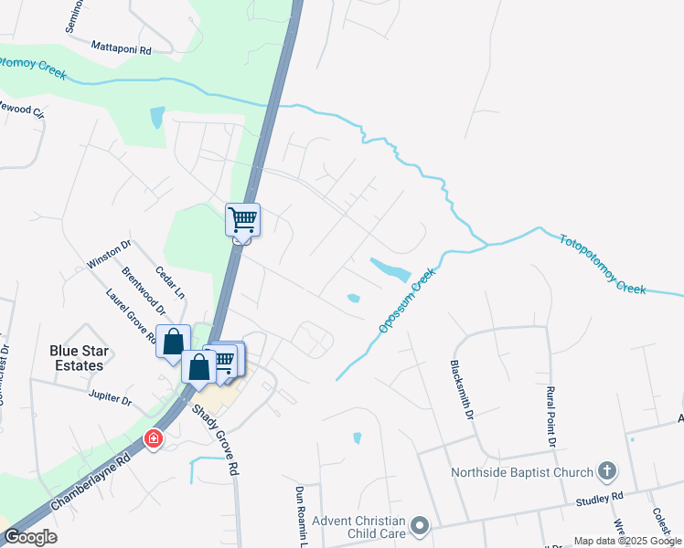map of restaurants, bars, coffee shops, grocery stores, and more near 9346 Braxton Way in Mechanicsville