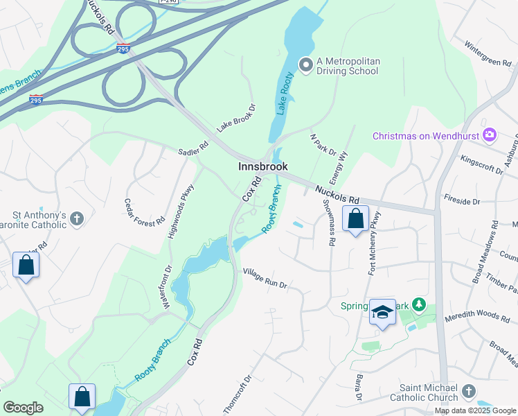 map of restaurants, bars, coffee shops, grocery stores, and more near 4621 Four Seasons Terrace in Glen Allen