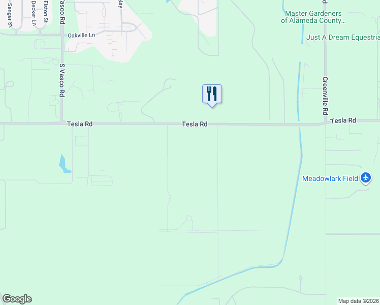map of restaurants, bars, coffee shops, grocery stores, and more near 6421-7761 Tesla Rd in Livermore