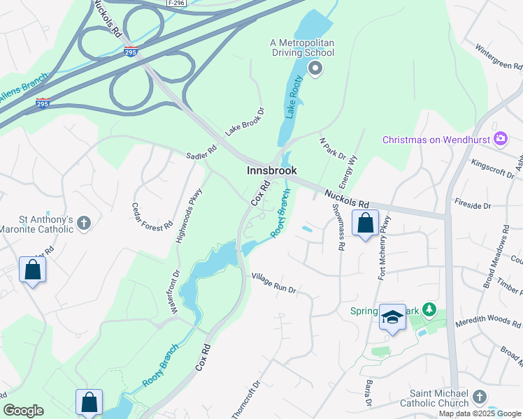 map of restaurants, bars, coffee shops, grocery stores, and more near Four Seasons Terrace in Glen Allen