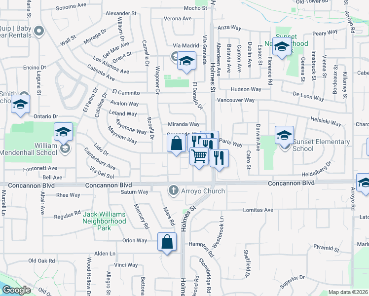 map of restaurants, bars, coffee shops, grocery stores, and more near 1038 Catalina Drive in Livermore