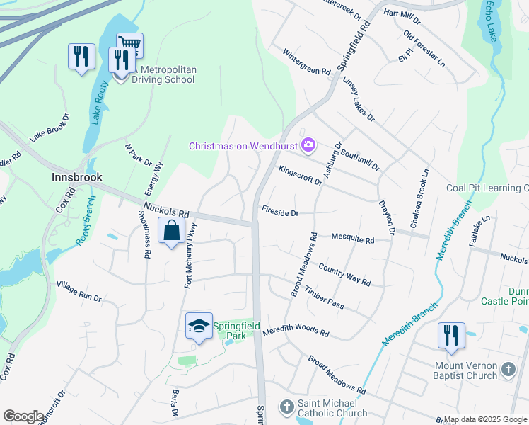 map of restaurants, bars, coffee shops, grocery stores, and more near 9745 Fireside Drive in Glen Allen