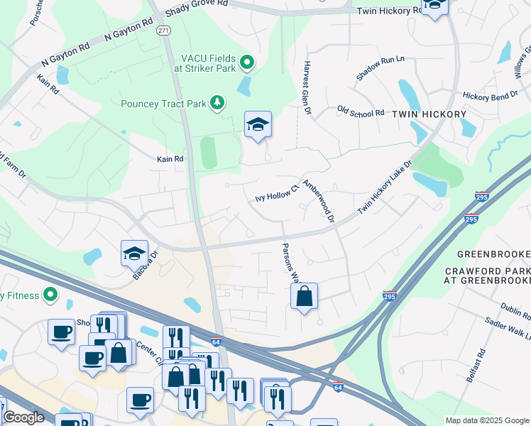 map of restaurants, bars, coffee shops, grocery stores, and more near 5228 Turning Branch Way in Glen Allen