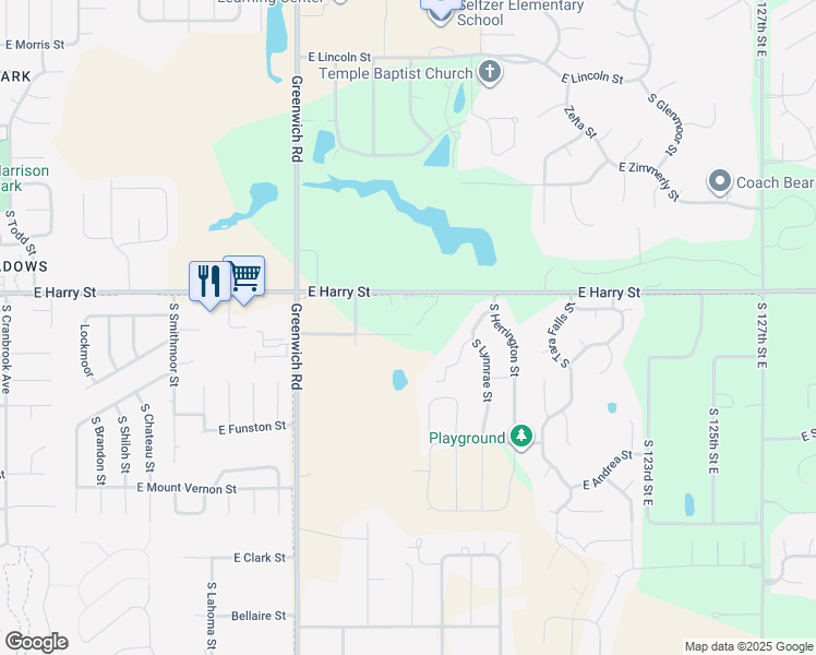 map of restaurants, bars, coffee shops, grocery stores, and more near 11530 East Osie Street in Wichita