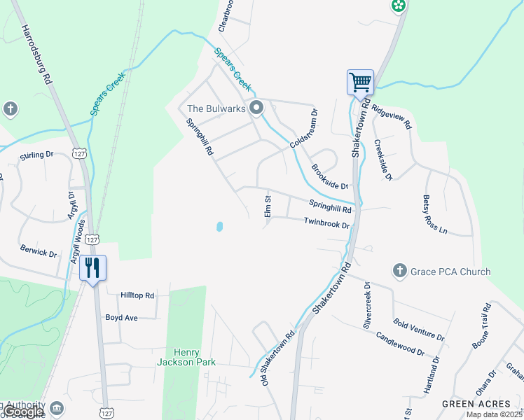 map of restaurants, bars, coffee shops, grocery stores, and more near 1014 Middlebrook Drive in Danville