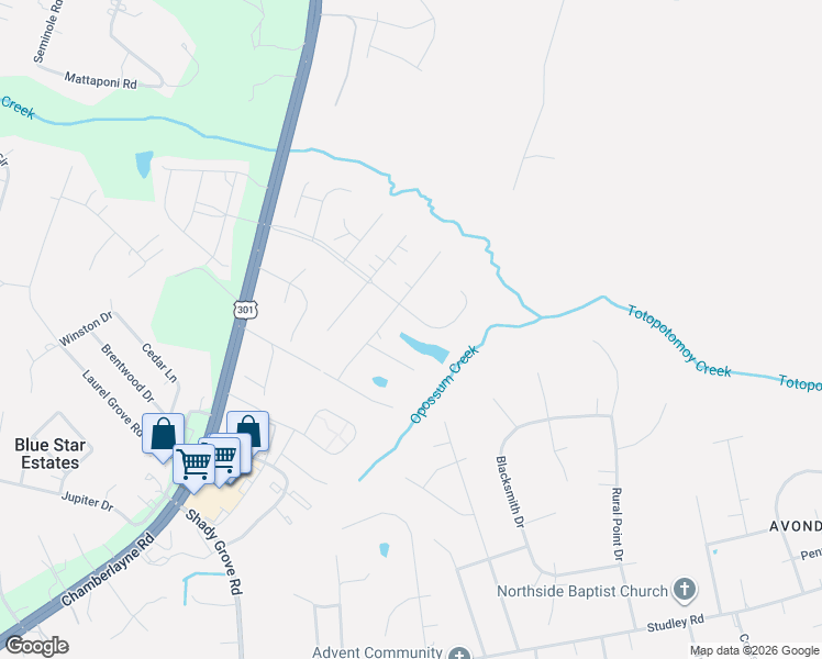 map of restaurants, bars, coffee shops, grocery stores, and more near 8125 Crown Colony Parkway in Mechanicsville