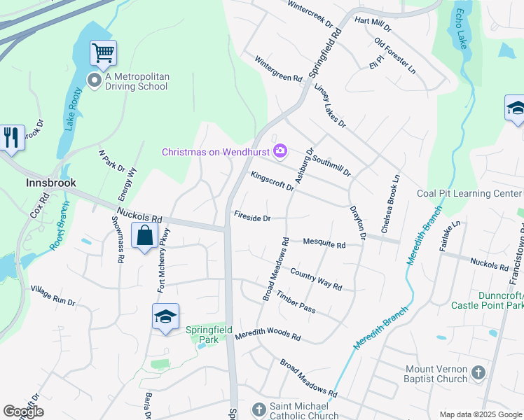 map of restaurants, bars, coffee shops, grocery stores, and more near 9728 Fireside Drive in Glen Allen