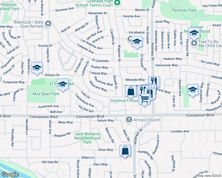 map of restaurants, bars, coffee shops, grocery stores, and more near 878 Mayview Way in Livermore