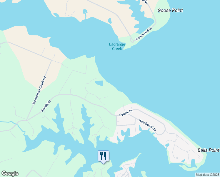 map of restaurants, bars, coffee shops, grocery stores, and more near 137 Shell Reef Court in Urbanna