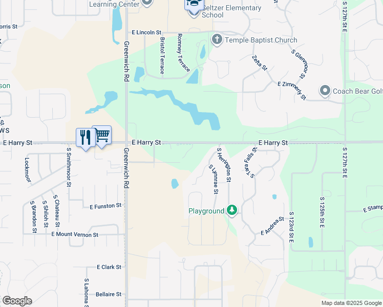 map of restaurants, bars, coffee shops, grocery stores, and more near 11530 East Osie Street in Wichita