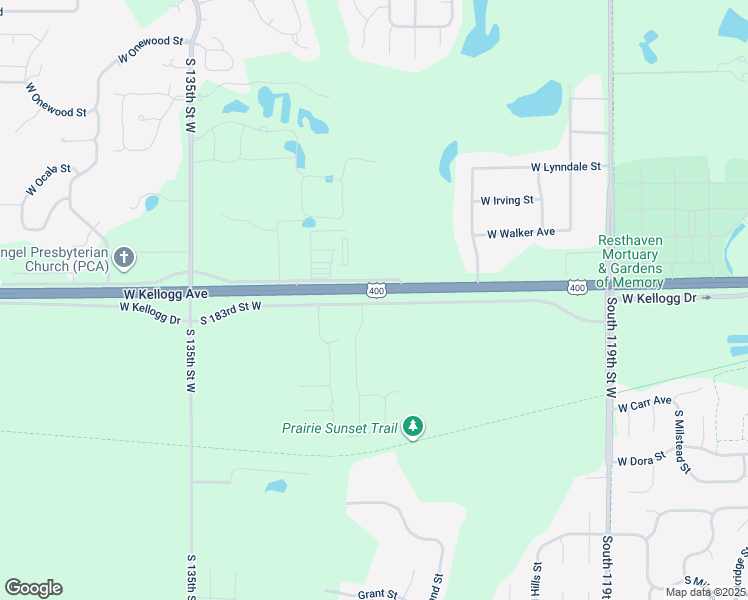 map of restaurants, bars, coffee shops, grocery stores, and more near 12825-13599 West Kellogg Avenue in Wichita