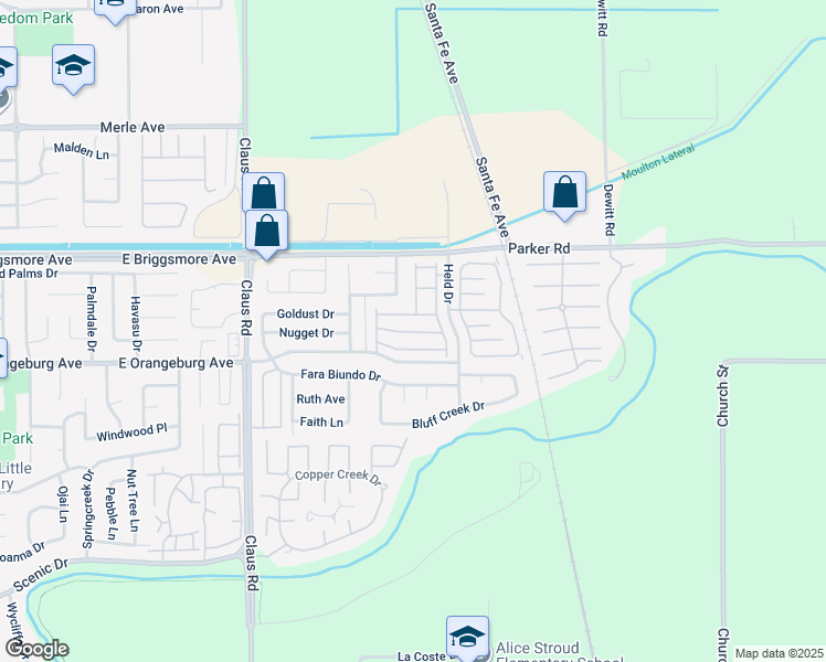map of restaurants, bars, coffee shops, grocery stores, and more near 4400 Spartans Lane in Modesto