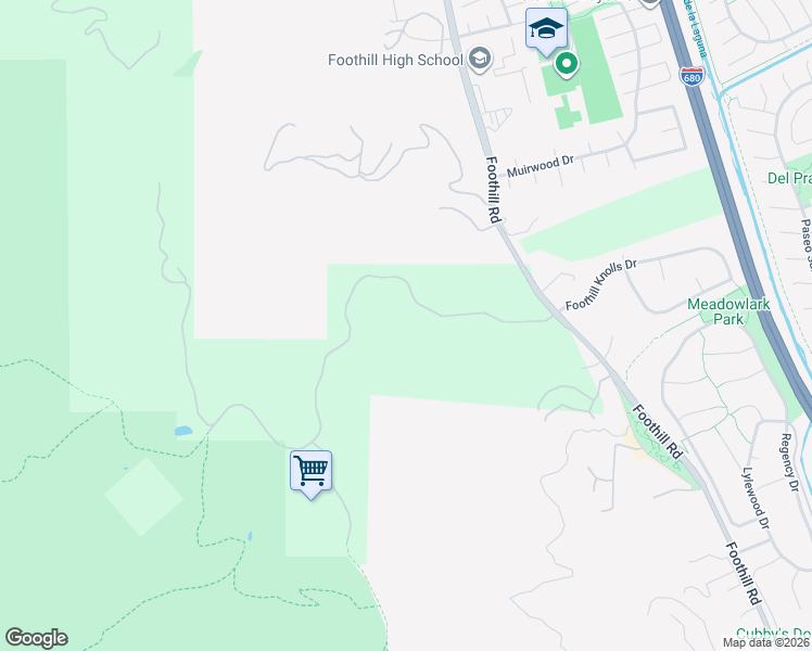 map of restaurants, bars, coffee shops, grocery stores, and more near 3984 Foothill Road in Pleasanton