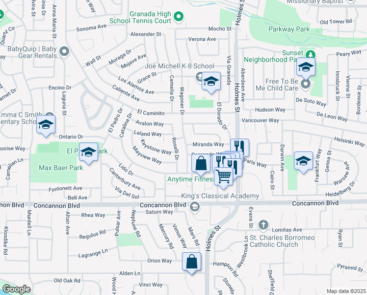 map of restaurants, bars, coffee shops, grocery stores, and more near 1443 Wagoner Drive in Livermore