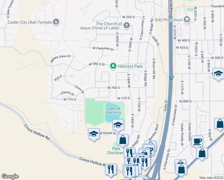 map of restaurants, bars, coffee shops, grocery stores, and more near 692 South 2075 West in Cedar City