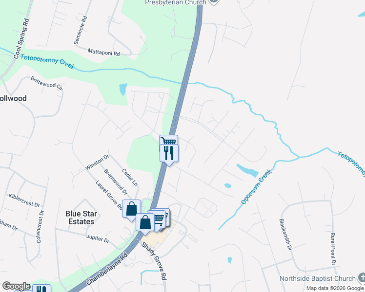 map of restaurants, bars, coffee shops, grocery stores, and more near 9618 Chamberlayne Road in Mechanicsville
