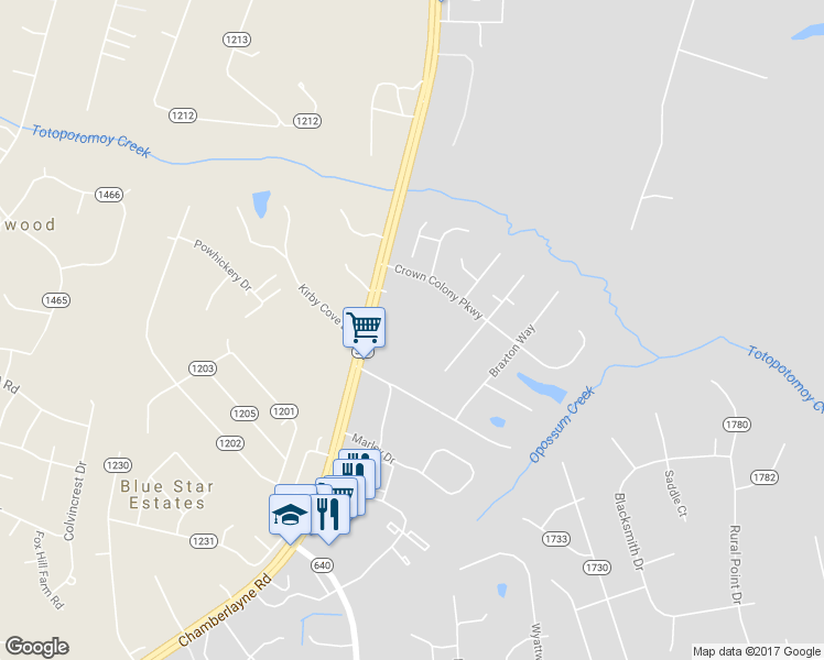 map of restaurants, bars, coffee shops, grocery stores, and more near 9618 Chamberlayne Road in Mechanicsville