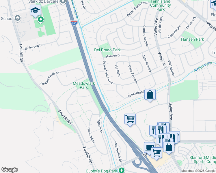map of restaurants, bars, coffee shops, grocery stores, and more near 7042 Corte Del Oro in Pleasanton