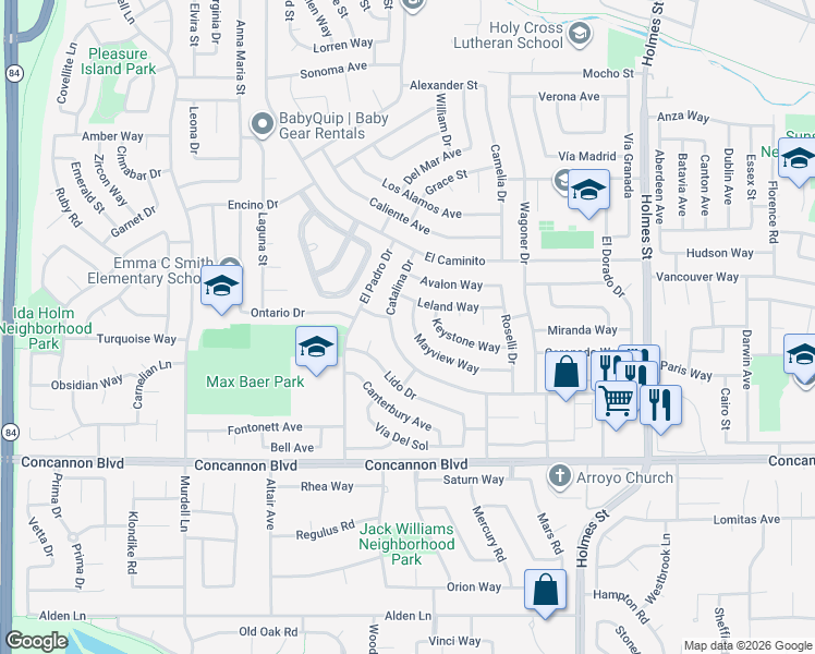 map of restaurants, bars, coffee shops, grocery stores, and more near 730 Mayview Way in Livermore
