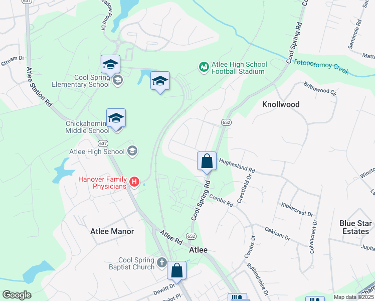 map of restaurants, bars, coffee shops, grocery stores, and more near 8855 Seaycroft Drive in Mechanicsville