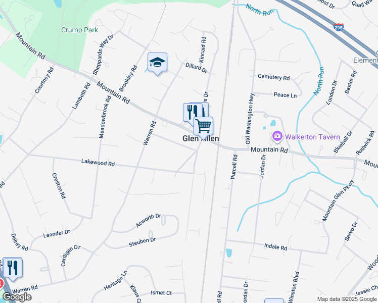 map of restaurants, bars, coffee shops, grocery stores, and more near 3001 Englewood Road in Glen Allen