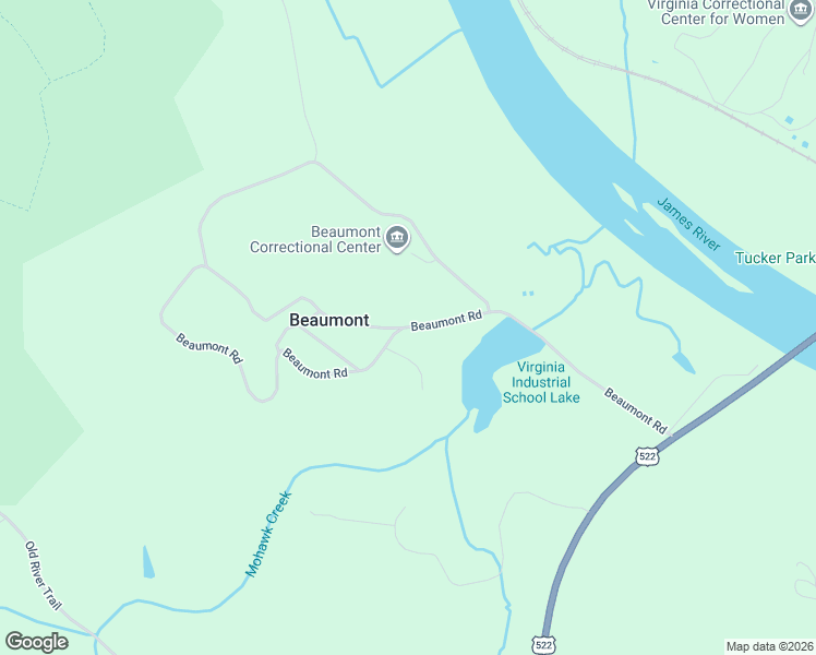map of restaurants, bars, coffee shops, grocery stores, and more near 3700 Beaumont Road in Powhatan