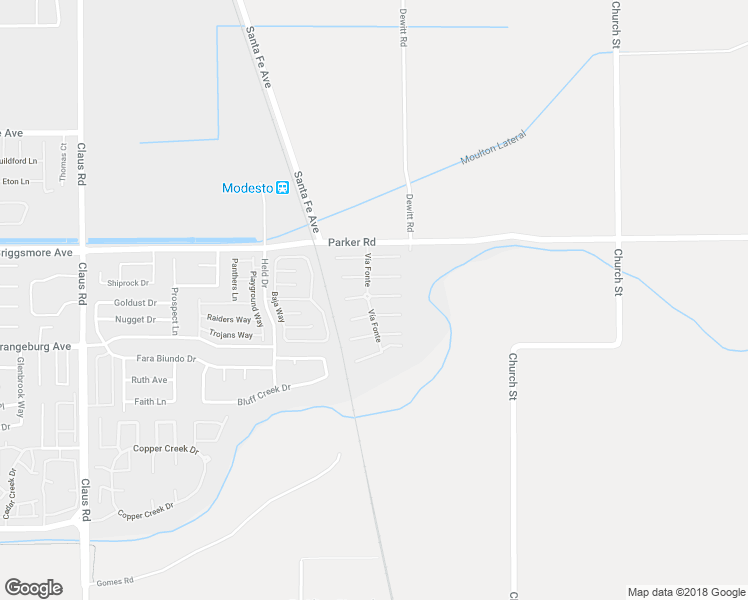 map of restaurants, bars, coffee shops, grocery stores, and more near 4617 Vía Terreno in Modesto