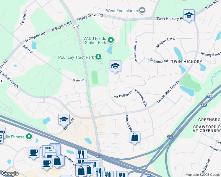 map of restaurants, bars, coffee shops, grocery stores, and more near 12140 Turning Branch Circle in Glen Allen