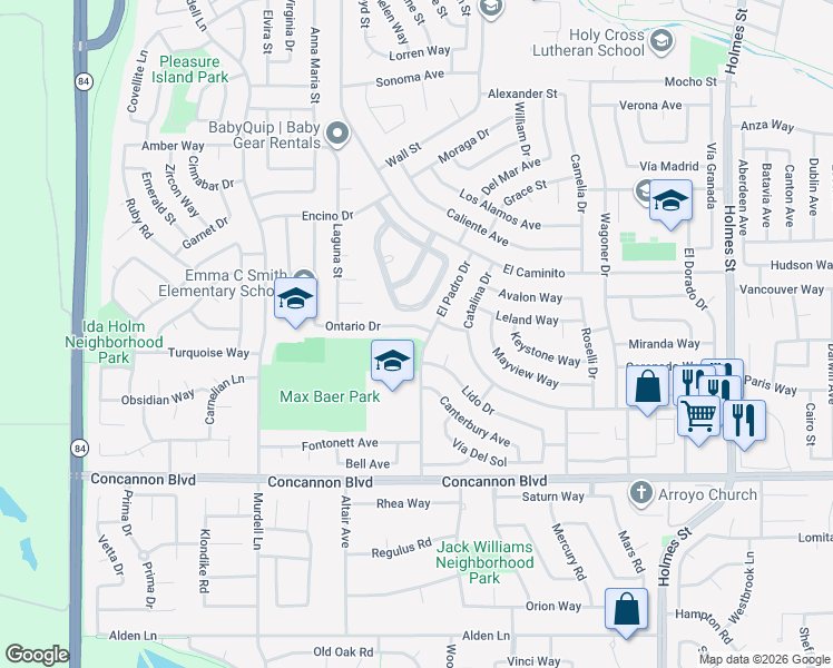 map of restaurants, bars, coffee shops, grocery stores, and more near 577 Ontario Drive in Livermore