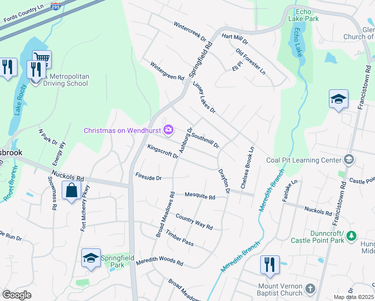 map of restaurants, bars, coffee shops, grocery stores, and more near 9641 Wendhurst Drive in Glen Allen