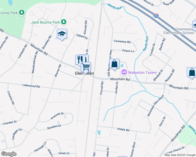 map of restaurants, bars, coffee shops, grocery stores, and more near in Glen Allen