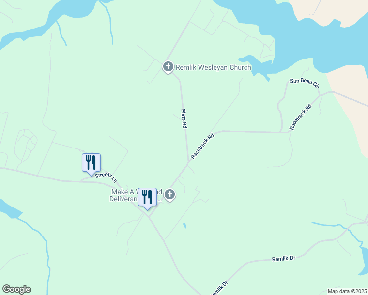 map of restaurants, bars, coffee shops, grocery stores, and more near 393 Flats Road in Urbanna