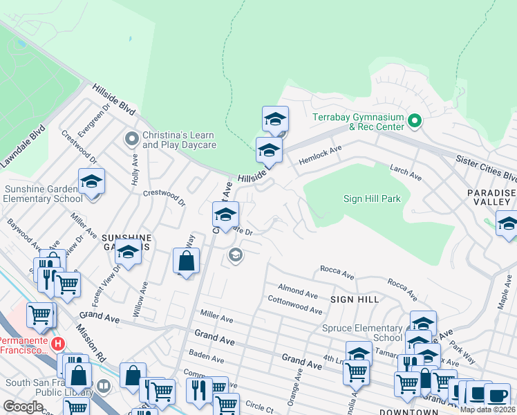 map of restaurants, bars, coffee shops, grocery stores, and more near 620 Stonegate Drive in South San Francisco