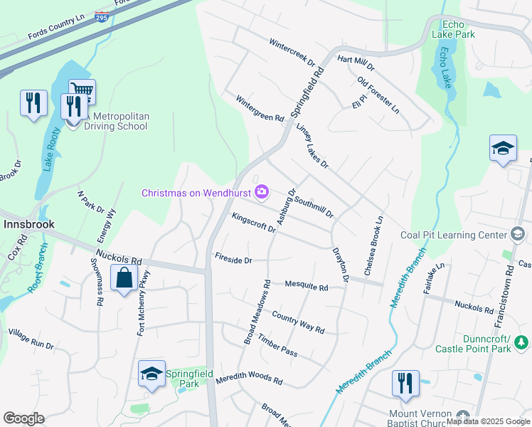 map of restaurants, bars, coffee shops, grocery stores, and more near 9709 Wendhurst Drive in Glen Allen