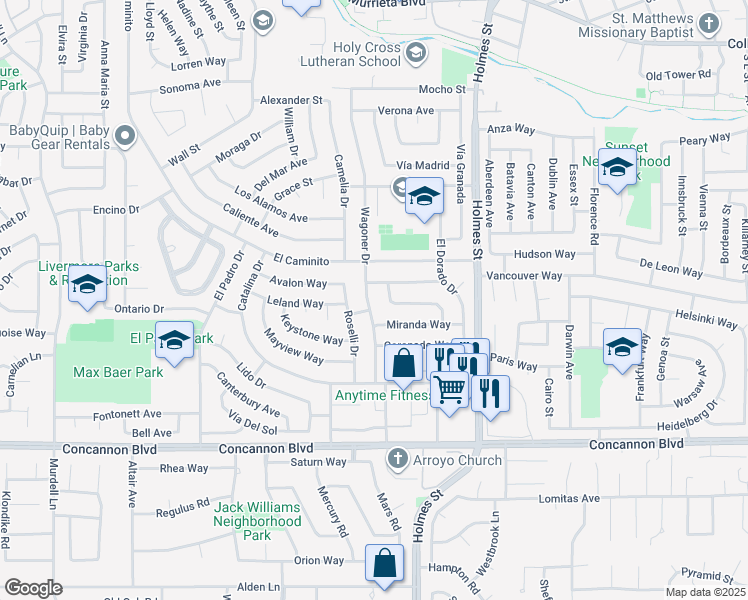 map of restaurants, bars, coffee shops, grocery stores, and more near 1366 Wagoner Drive in Livermore